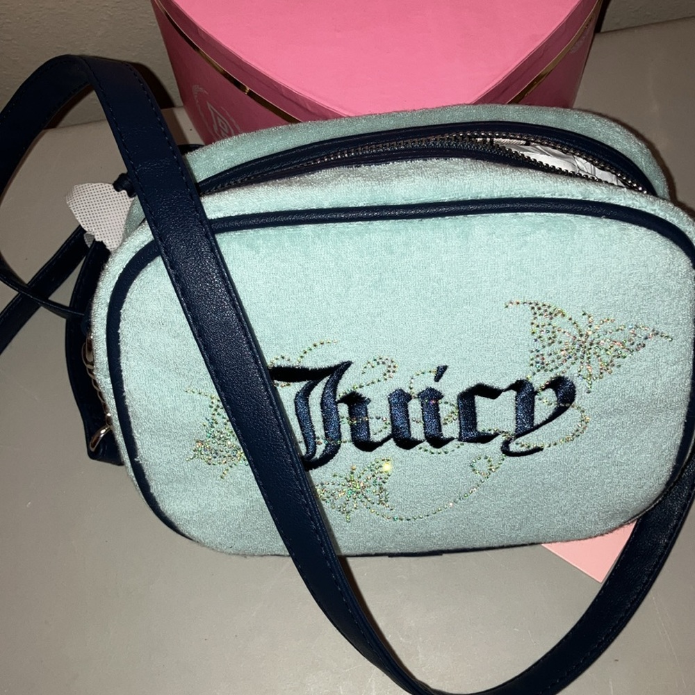 ✨Juicy Couture bling velour vintage style crossbody bag purse NWT - Picture 4 of 11
